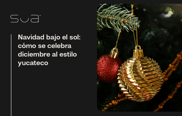 Mujer joven y elegante oliendo un árbol de navidad en Mérida Yucatán